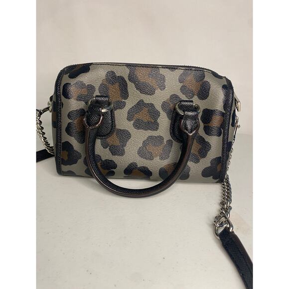 Coach Mini Bennett Satchel Ocelot Print Crossbody Handbag Grey Classic Small - Picture 3 of 16